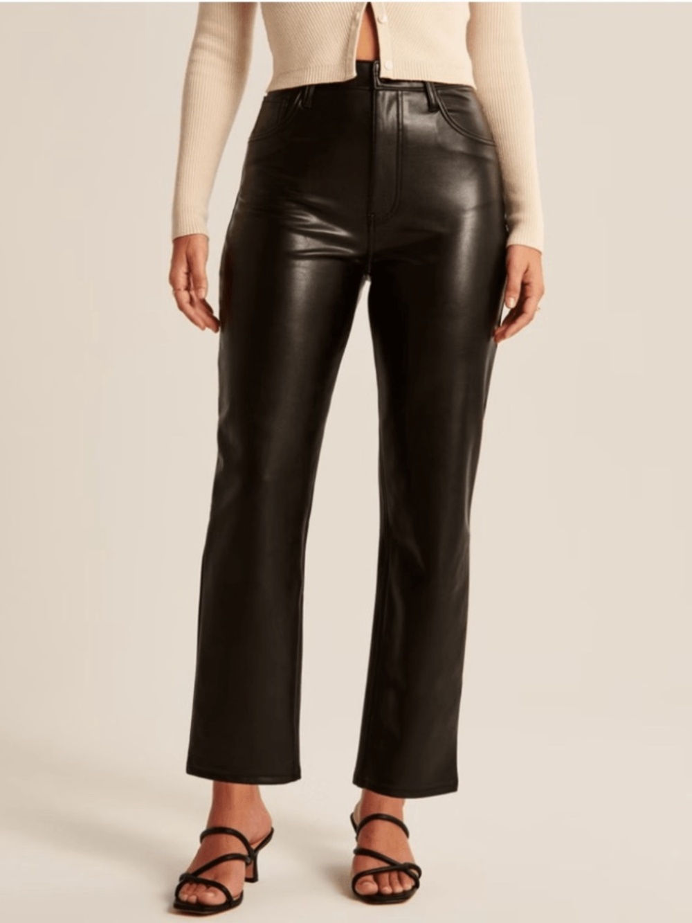 Abercrombie & Fitch Curve Love 34 Vegan Leather Ankle Straight Ultra High Rise